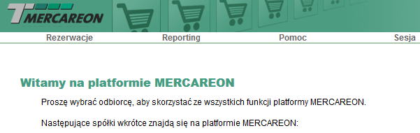 4. Interfejs użytkownika MERCAREON 2.0 Strona główna Po zalogowaniu na platformę MERCAREON, będziesz automatycznie przekierowany do interfejsu systemu.