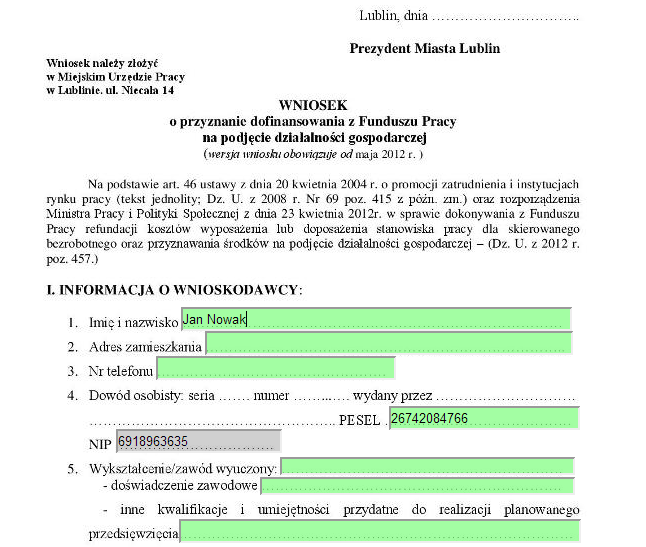 Należy teraz potwierdzić chęć wypełnienia wniosku, klikając odpowiednią opcję dialogową.