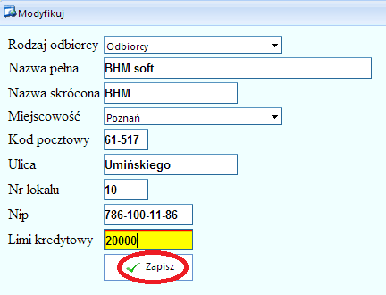 Następnie pojawi się okno w którym należy uzupełnić wszystkie niezbędne informacje. 3.1.