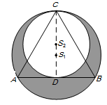 12. Okrąg O 1 o środku S 1 jest opisany na trójkącie równobocznym ABC, a okrąg O 2 o środku S 2 przechodzi przez wierzchołek C i jest styczny do boku AB w punkcie D, który jest środkiem tego boku