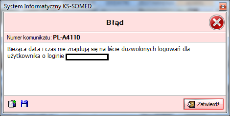 Dodatkowa opcja, domyślnie ustawiona na 5 minut, określa ile minut po upłynięciu dozwolonego czasu pracy z systemem operator ma jeszcze pełną możliwość pracy w danym module.