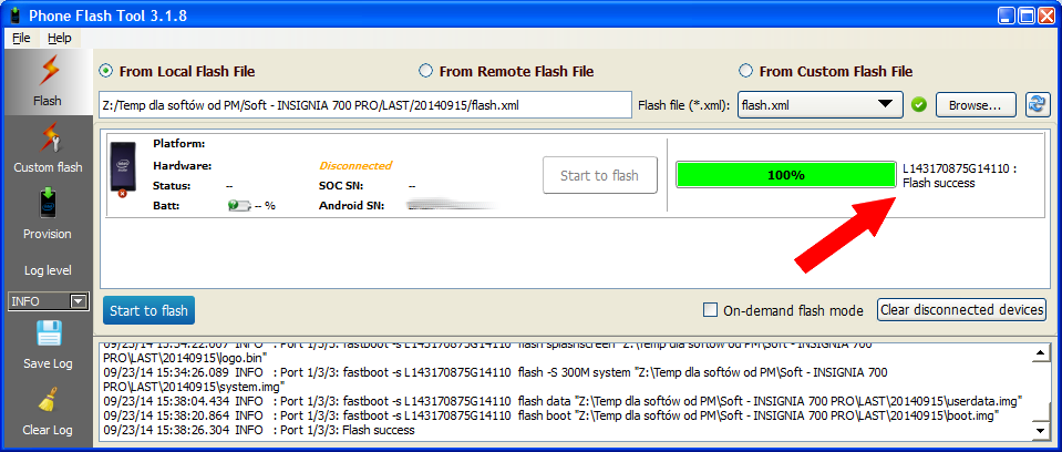 12 / 14 Program will start download firmware into device. During downloading device will be rebooted: Program rozpocznie instalację nowego oprogramowania.