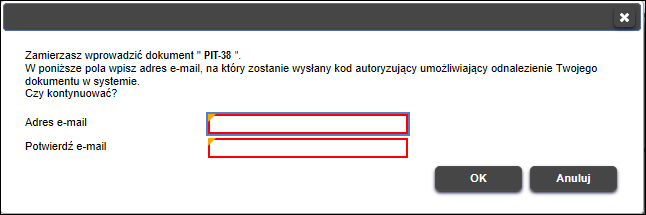 Wpisany adres należy potwierdzić korzystając z przycisku OK.