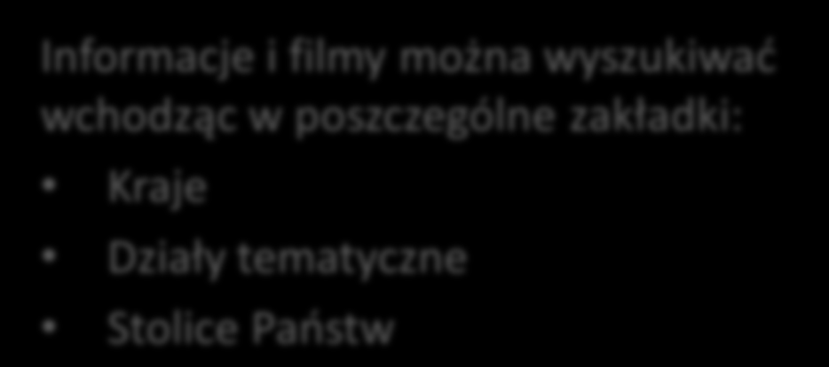 Informacje i filmy można wyszukiwać wchodząc w