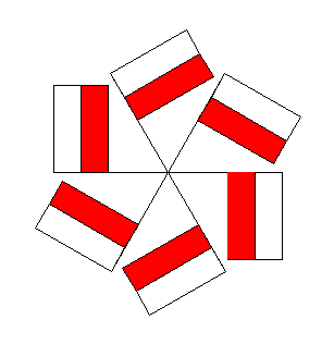 Zad. 3 (Python lub Logomocja) Wykonaj animację flag obracających się wokół ich środka symetrii.