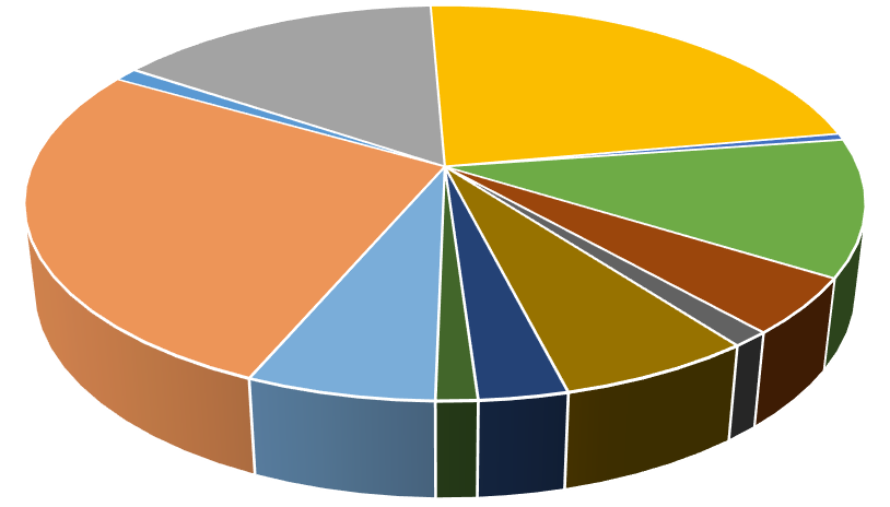 Wykres 1. Udział % dofinansowania przypadający na powiat w globalnej wartości dofinansowania UE dla województwa (271.873.177,37 zł = 100%) pow. krośnieński 0,07% pow. gorzowski 1,06% pow.