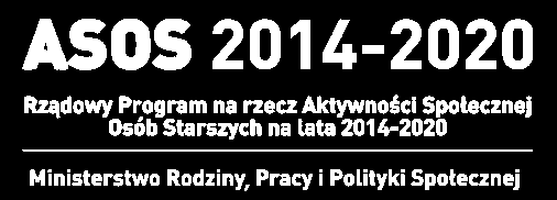 Projekt Wiek to nie bariera międzypokoleniowe spotkania z aktywnością jest dofinansowany ze środków Ministerstwa Rodziny, Pracy i Polityki Społecznej w ramach Programu Rządowego na rzecz Aktywności