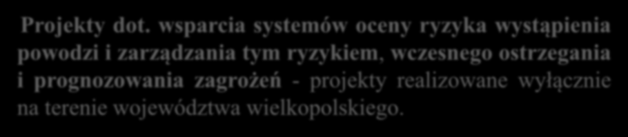 Działanie 4.1. Zapobieganie, likwidacja skutków klęsk żywiołowych i awarii środowiskowych Poddziałanie 4.1.4 Wsparcie systemów oceny ryzyka wystąpienia powodzi i zarządzania tym ryzykiem, wczesnego ostrzegania i prognozowania zagrożeń Rodzaje / Typy projektów dla poddziałania 4.