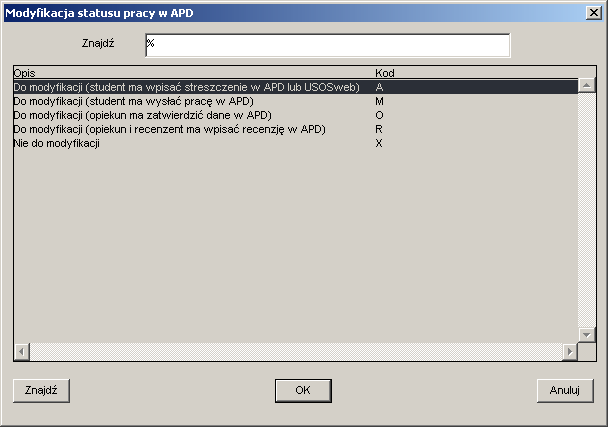 ARCHIWUM PRAC DYPLOMOWYCH. APD (Archiwum Prac Dyplomowych) - serwis pełniący funkcję katalogu i repozytorium elektronicznych wersji prac dyplomowych.