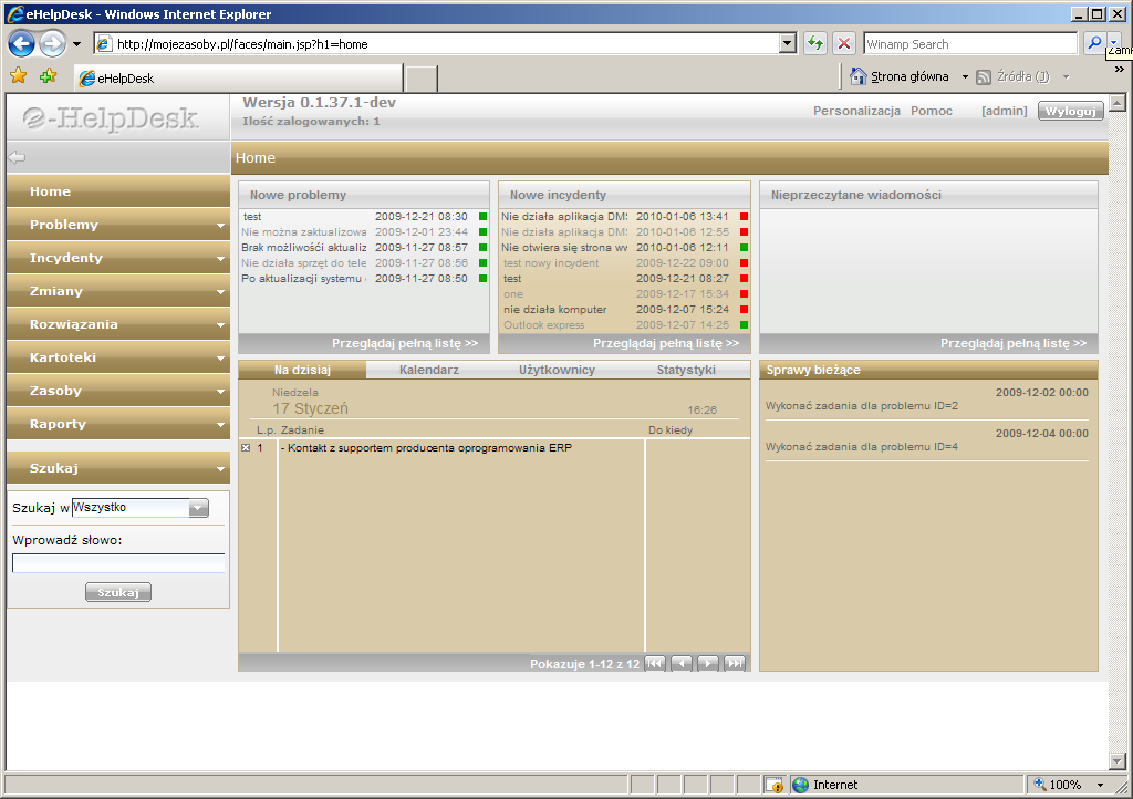 ehelpdesk system ewidencji zgłoszeń