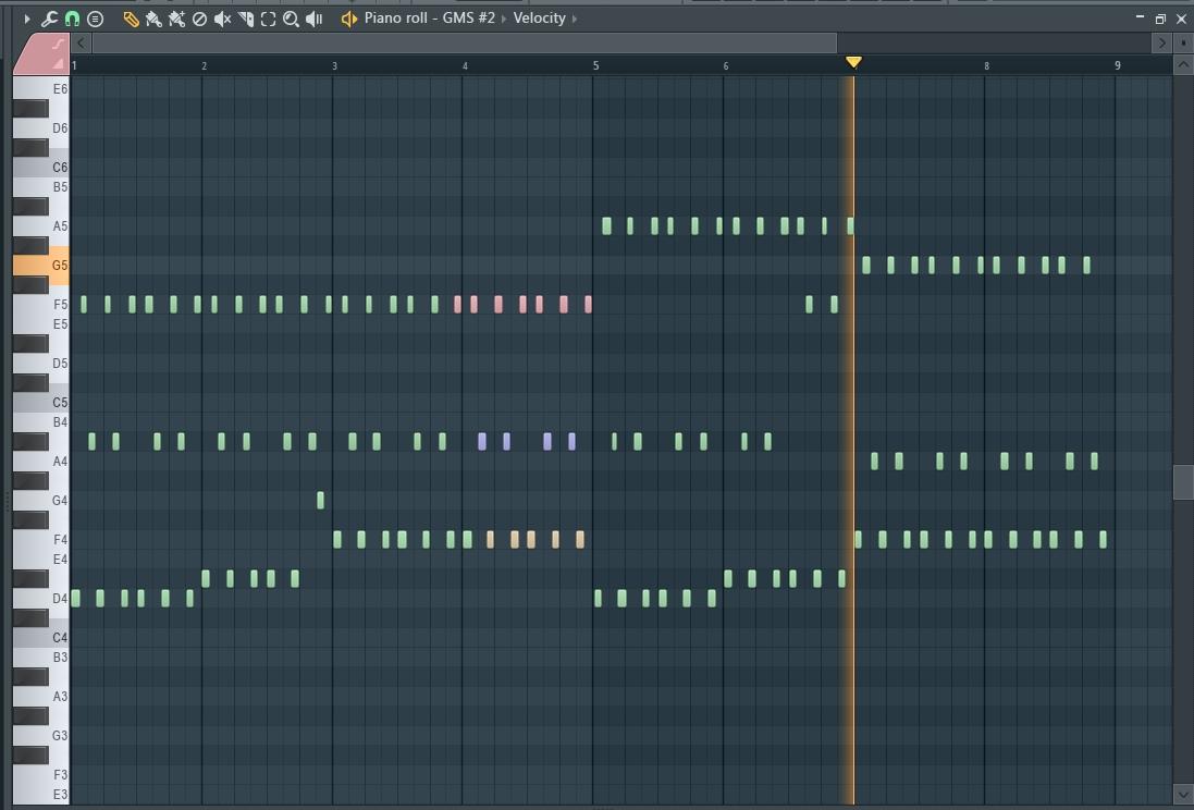 5. PIANO ROLL W Channel Rack otwieramy Piano Roll, (skrótem F7) lub klikając na kanał prawym przyciskiem myszy i wybierając pierwsze na liście Piano Roll, bądź w widoku alternatywnym po prostu
