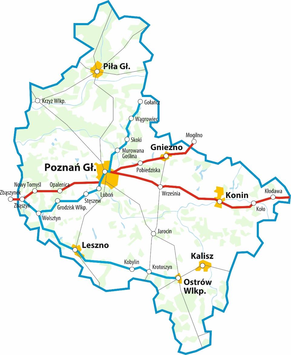 każdego dnia uruchamiamy ok. 180 pociągów Tutaj jeździmy: Leszno Ostrów Wlkp. (6 par poc. w ciągu doby, ok. 800 pasażerów) Leszno Zbąszynek (7 par poc. w ciągu doby, ok. 1000 pasażerów) Poznań Gł.
