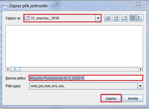 opcję Zapisz jako ; program sam zaproponuje katalog z datą danego spisu, w którym będzie przechowywany plik z danymi jednostki sprawozdawczej, oraz w polu Nazwa pliku