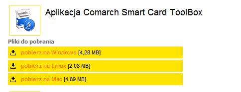 W celu instalacji Comarch Smart Card naleŝy pobrać plik instalacyjny, dostępny na stronie internetowej o adresie https://www.r-bank.