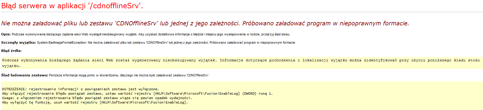 Rysunek 9 Test poprawności instalacji CDNOfflineSrv. 2.