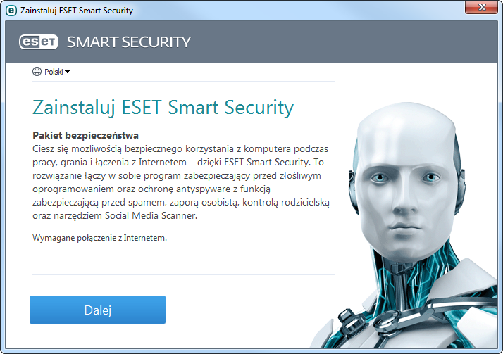 Installer. Instalator Live Installer jest niewielkim plikiem. Dodatkowe pliki wymagane do instalacji produktu ESET Smart Security zostaną pobrane automatycznie.