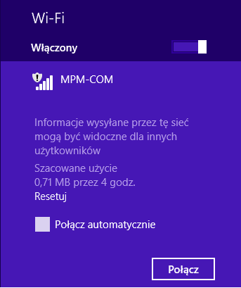 3.2.2 Windows Vista / 7 Klikamy na ikonę sieci bezprzewodowych,rozwinie się okno widoczne po prawej. Klikamy na ikonę w celu dostępu do opcji połączenia bezprzewodowego.