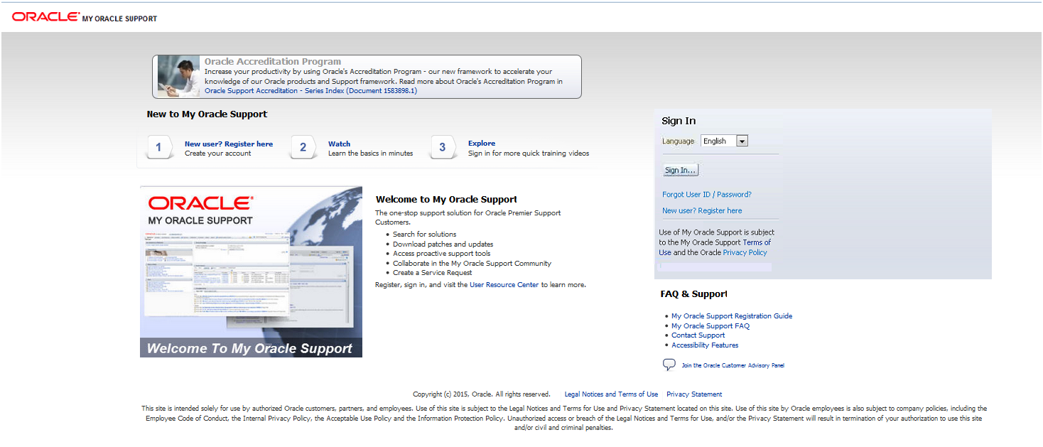 Rejestracja do My Oracle Support Uruchom: