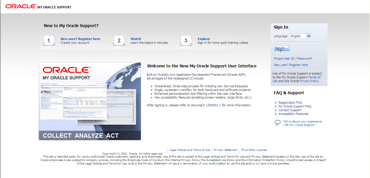 Rejestracja do My Oracle Support Uruchom: