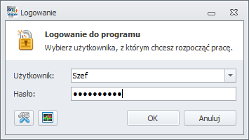 Podczas kolejnych prób uruchomienia programu będzie wyświetlać się okno logowania.