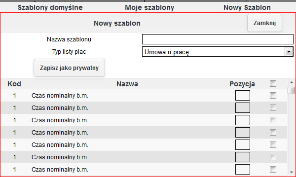 Pod tabelą znajdują się przyciski: Przelicz kliknięcie spowoduje ponowne przeliczenie wynagrodzenia, Drukuj pełny pasek kliknięcie spowoduje wygenerowanie dokumentu PDF zawierającego wartości