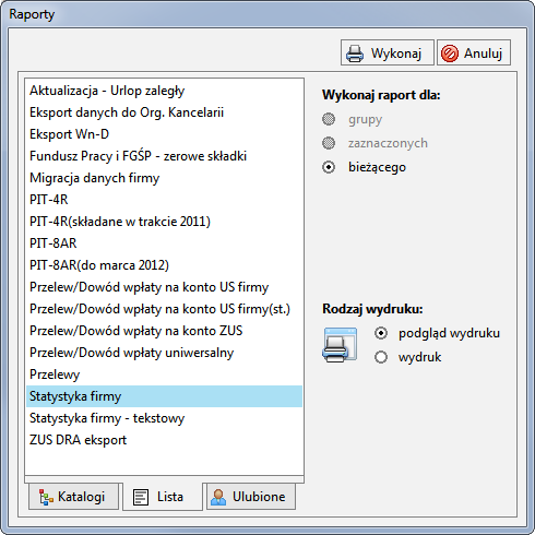 15.3.2 Raport Statystyka firmy Raport Statystyka firmy prezentuje wartości zbiorczych naliczeń dla firmy od początku roku.