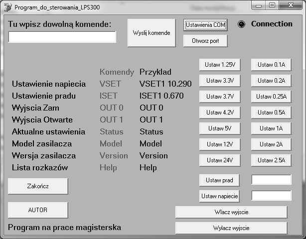 2 OPROGRMOWNIE PORTU SZEREGOWEGO DO STEROWNI ZSILCZEM plikacja została stworzona z wielu komponentów i elementów zawartych w oprogramowaniu Delphi 7.0.