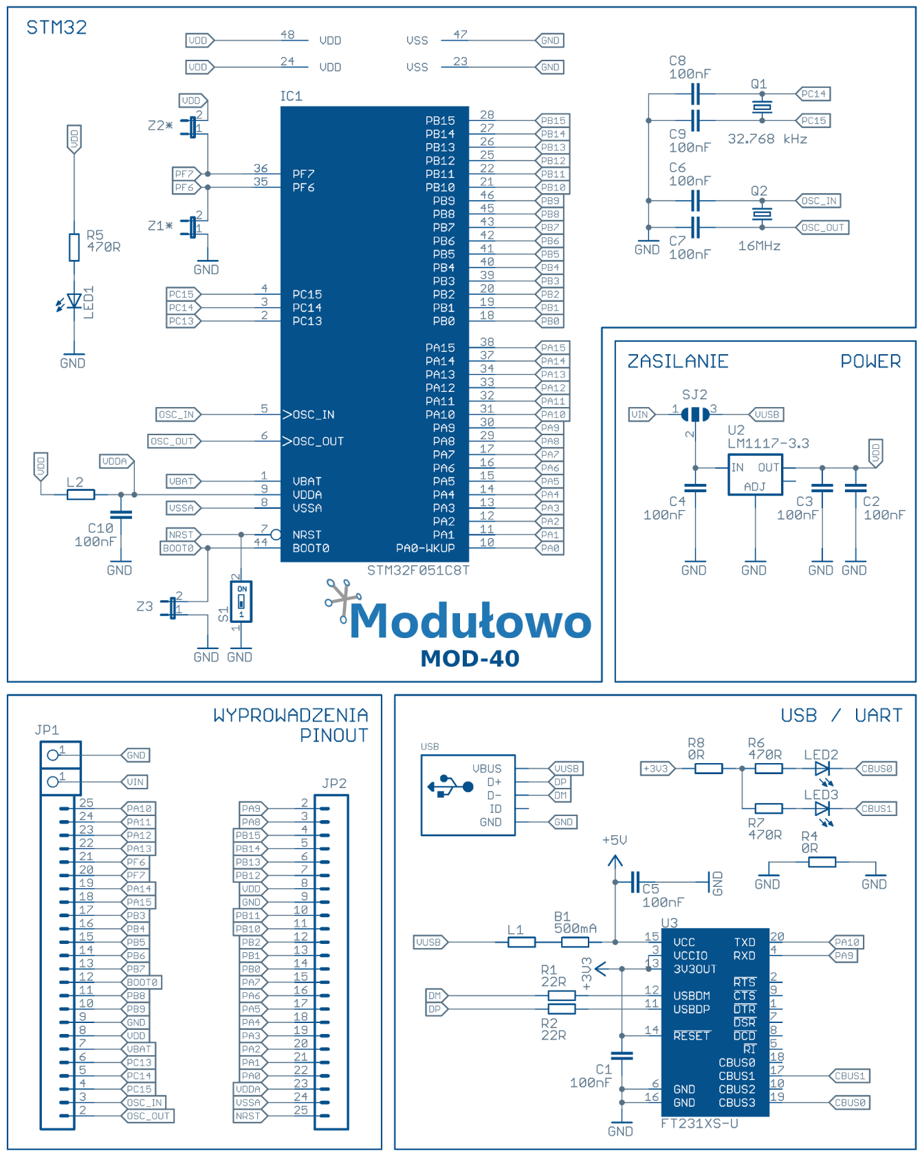 Schemat ideowy: C8 22pF C9 22pF C6