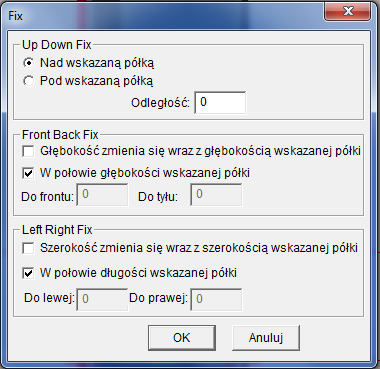 Wybrane dopasowanie zostanie ustawione na półce.