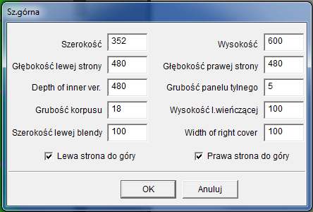 . Jeśli zostaną zaznaczone Lewa strona do góry i Prawa