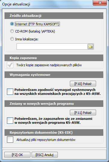 ASW-44 KOMUNIKACJA Aktualizacja programu W celu wykonania aktualizacji systemu KS-ASW do najnowszej wersji 201