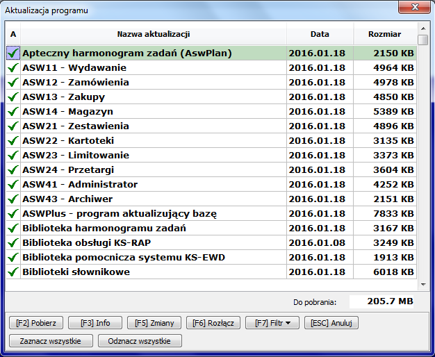 Niezależnie od źródła nowszych wersji modułów aktualizator proponuje utworzenie kopii zapasowej podmienianych plików (archiwizowane w pliku ZIP do podkatalogu BACKUP folderu instalacyjnego KS-ASW) i