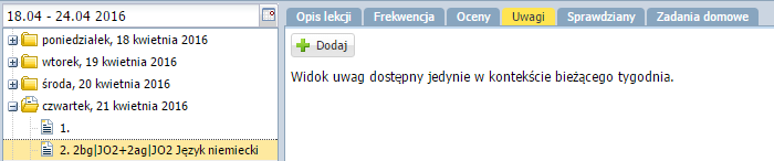 Dokumentowanie lekcji w systemie UONET+ 12/16 4. Kliknij przycisk Zapisz. Po zapisaniu uwaga dotycząca wielu uczniów jest rozbijana na uwagi pojedynczych uczniów.