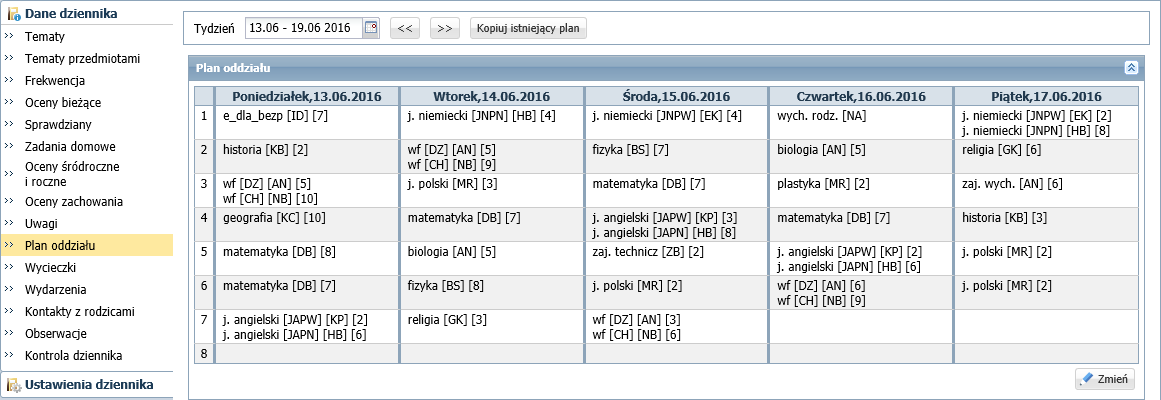 Dokumentowanie lekcji w systemie UONET+ 2/16 - przynależność uczniów do grup zajęciowych definiowana na stronie Grupy.