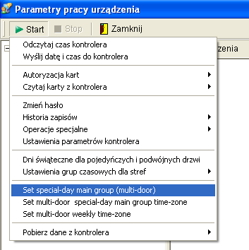 Zaznaczmy kontroler wraz z przejściami do których będą wysłane nowe ustawienia Przesyłamy wszystkie ustawienia związane z harmonogramami