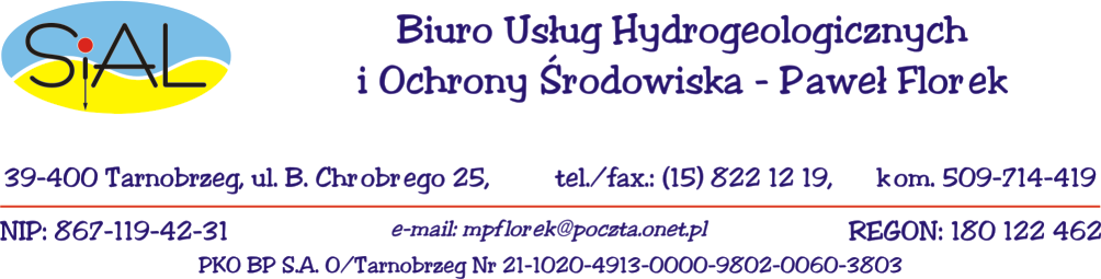 DOKUMENTACJA GEOTECHNICZNA określająca warunki gruntowowodne terenu, projektowanego skrzyżowania i zjazdu do Tarnobrzeskiego Parku Przemysłowo Technologicznego, w ciągu drogi woj.