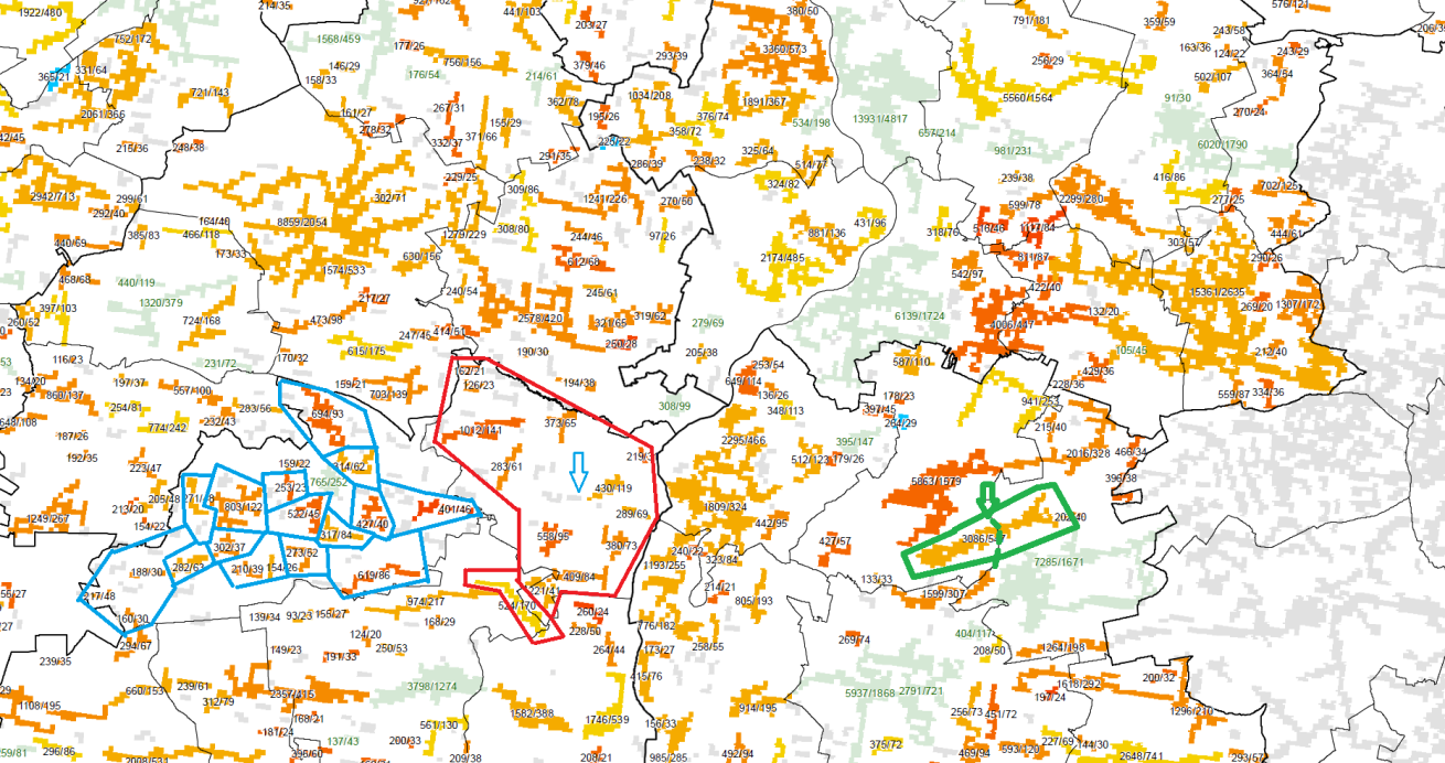 Zasady wyznaczania obszarów inwestycyjnych w obszary konkursowe Nie zawsze obszar konkursowy zamknie się w obszarze administracyjnym Obszary inwestycyjne o dużej liczbie gospodarstw domowych,