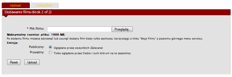 com znajdź interesujący cię, dodany przez Ciebie film i otwórz go.