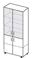 3 SZAFA WITRYNA - 2/3 szyba i 1/3 drzwi - 80x40x185-4 półki o grubości 18 z listwą ochronną PCV 1 - odległość między półkami dostosowana do wysokości segregatorów - grubość wieńca 28 z listwą