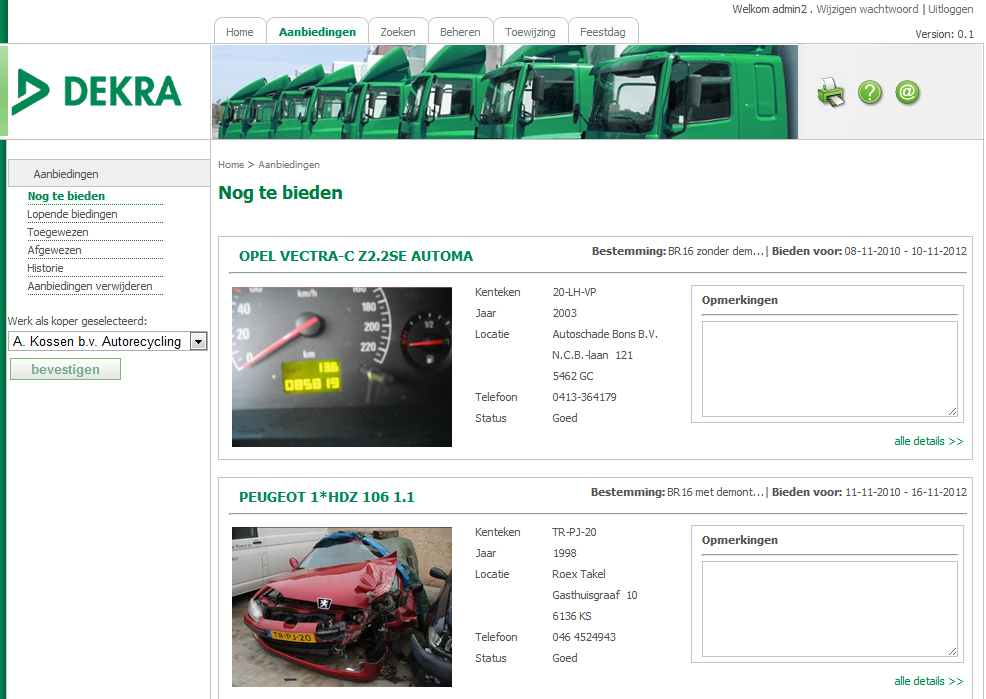 Kluczowi Klienci - DEKRA DTB - Portal umożliwiający przeprowadzanie aukcji uszkodzonych pojazdów wśród grona kupców.