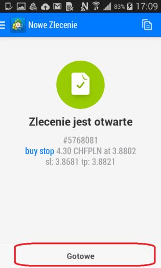 Cena aktywacji zlecenia buy stop musi być wyższa od aktualnej ceny ask, natomiast cena aktywacji zlecenia sell stop musi być niższa od aktualnej ceny bid.