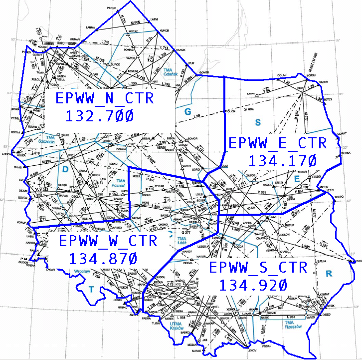 Trzy sektory- S W NORTHFIR [N,E] Cztery sektory- S W N E częstotliwość 134.920 częstotliwość 134.