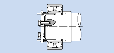Rys. 1.10 Montaż za pomocą tulei hydraulicznych a) b) c) Rys. 1.9 Montaż za pomocą nakrętek hydraulicznych filmu olejowego wtłaczanego pod wysokim ciśnieniem między stożkowy czop wału a otwór łożyska można zmniejszyć siły potrzebne do montażu.