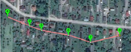 Rysunek 39. Rozmieszczenie punktów pomiarowych 4, 2, 5, 6, 7, 8 w miejscowości Haćki [2] Żródło:http://bazagis.pgi.gov.pl/website/cbdg/viewer.htm Rysunek 40.