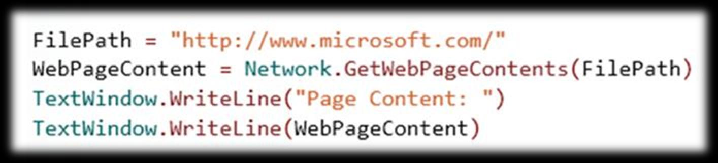 Obiekt Network Przy użyciu operacji GetWebPageContents obiektu Network można pobrać zawartość wskazanej