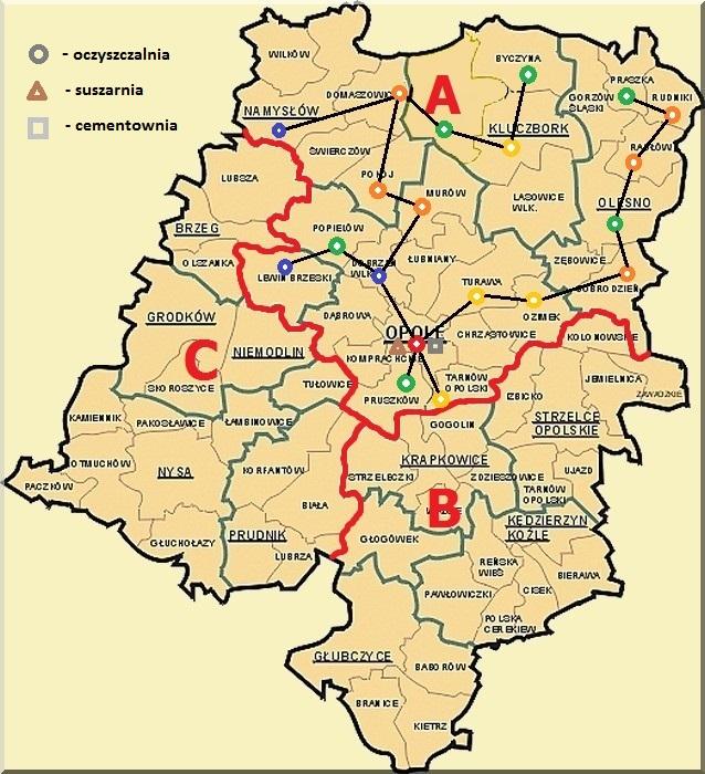 [Db, Ol; 17,3], [K, B;17,3], [Ol, Ra; 11,7], [Ra, Ru; 13,7], [Ru, P; 11]} Najmniejsza suma wag dla wskazanych połączeń (tab.5.) wynosi 273 km. Rys.4.