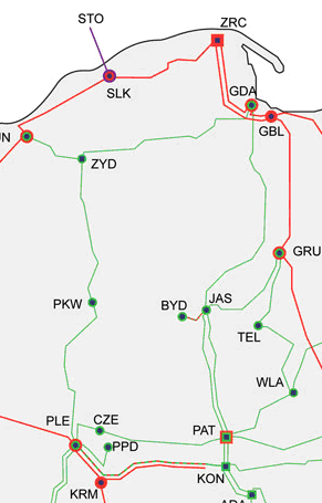 Zastępowanie linii 220 kv liniami 400 kv jako sposób zwiększenia zdolności przesyłowych.