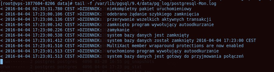 odnajdujemy w nim linijkę z restore_command, odkomentowujemy i piszemy tak: 'cp