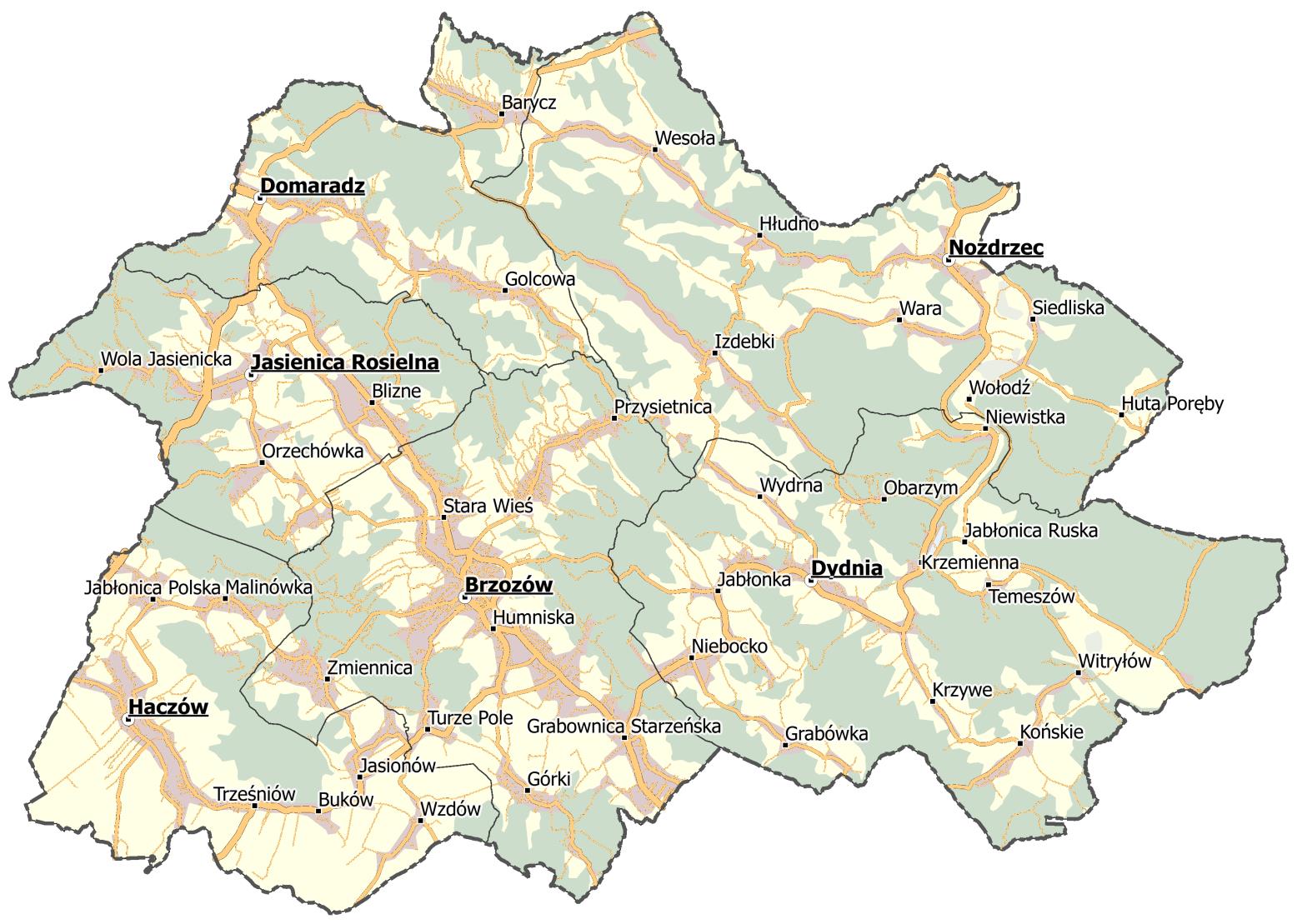 2.1 Charakterystyka jednostek administracyjnych objętych planem 2.1.1 Powiat brzozowski Powiat brzozowski położony jest w środkowej części województwa podkarpackiego.