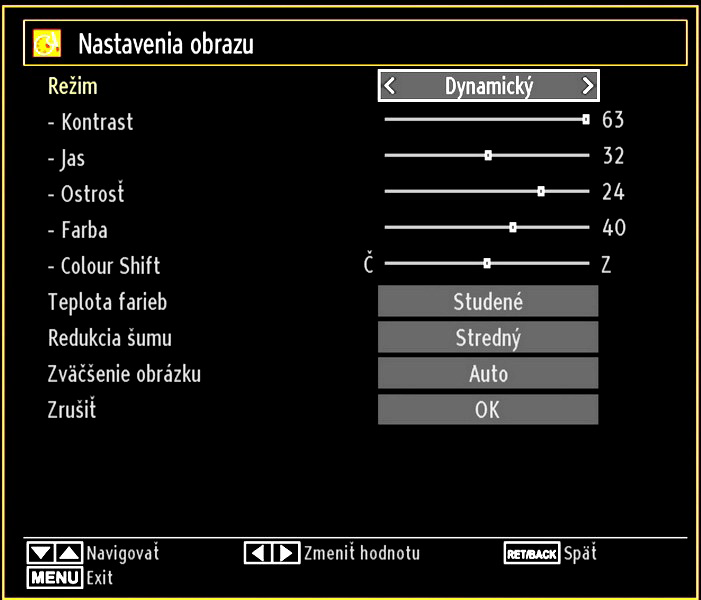 4:3 Používa sa na normálny obraz (pomer strán 4:3), pretože ide o pôvodnú veľkosť televízneho vysielania.